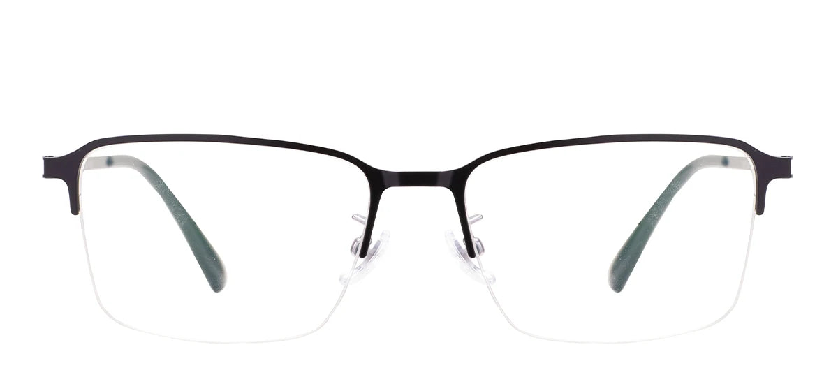 Metal Half Rim Rectangular Browline Glasses Frame for Men – Business & Prescription Eyewear