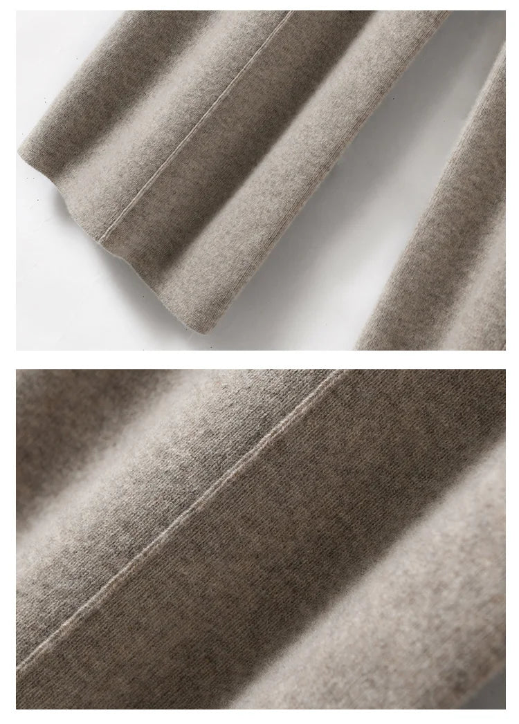 High Waist Knitted Wool Wide Leg Pants – Extended Length Drawstring Casual Loose Slimming Trousers for Autumn & Winter