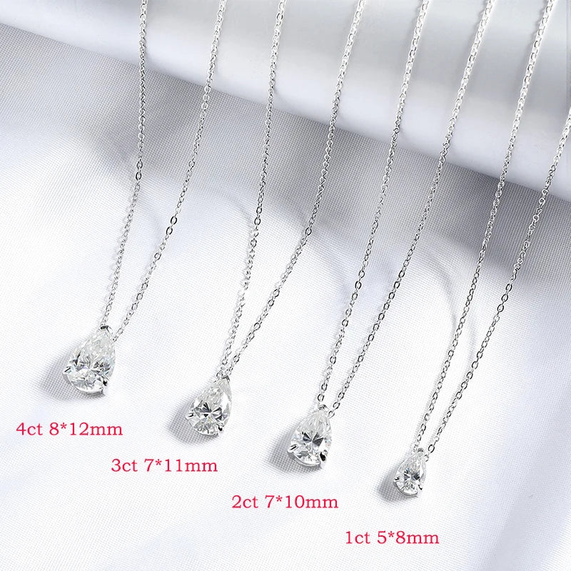 Smyoue 1-4CT Pear Cut Moissanite Pendant Necklace – 925 Silver Lab Diamond Chain for Women