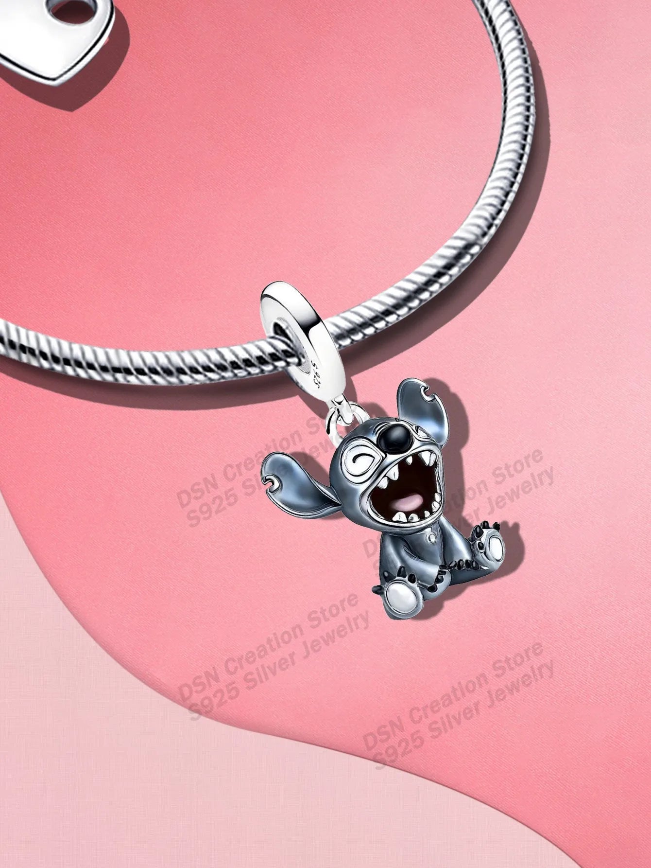 925 Sterling Silver Disney Charms | Stitch, Mickey & Cheshire Cat Beads for Original Bracelet Halloween Jewelry Gift