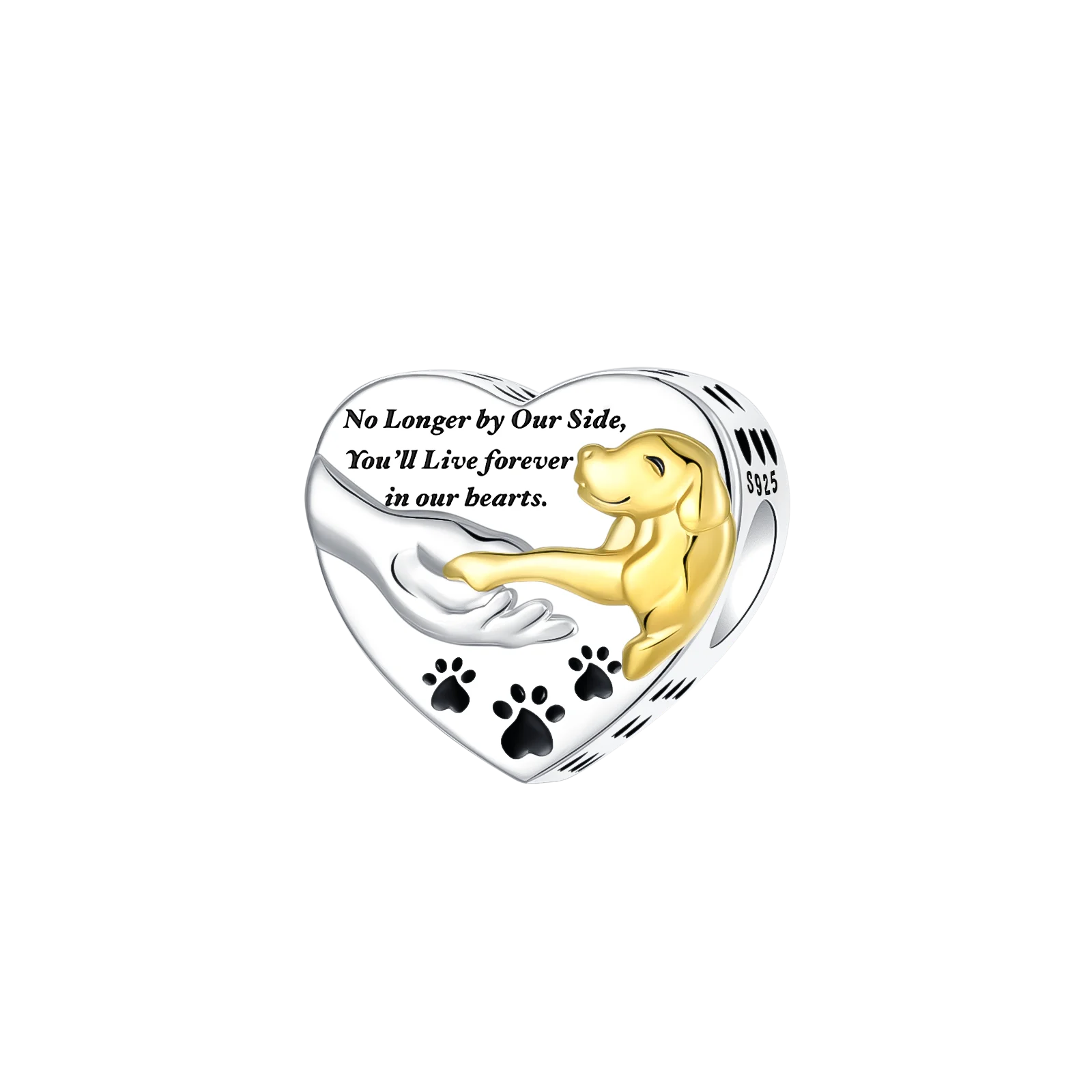 925 Sterling Silver Pink Cat & Dog Paw Charm Bead | Animal Claw Bone Beads for 925 Bracelet DIY Jewelry Gift