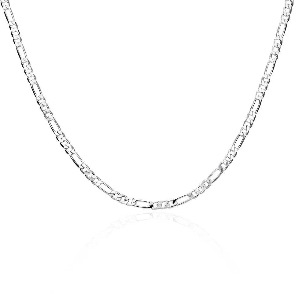 40-75cm 925 Sterling Silver 4mm Figaro Chain Necklace for Men & Women – Long Hip Hop Jewelry Gift