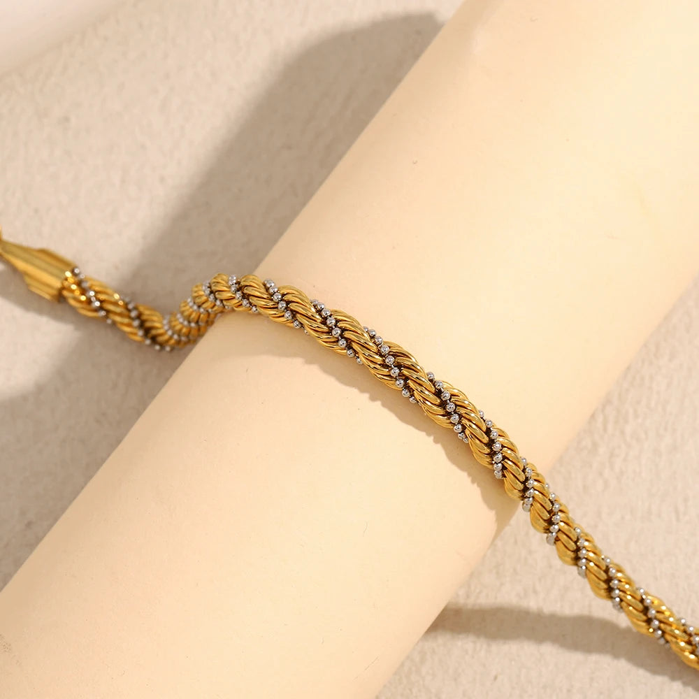 E.B.belle Mixed Color Twisted Clip Bead Bracelet | PVD Plated Stainless Steel Women’s Anklet Chain Jewelry Accessory