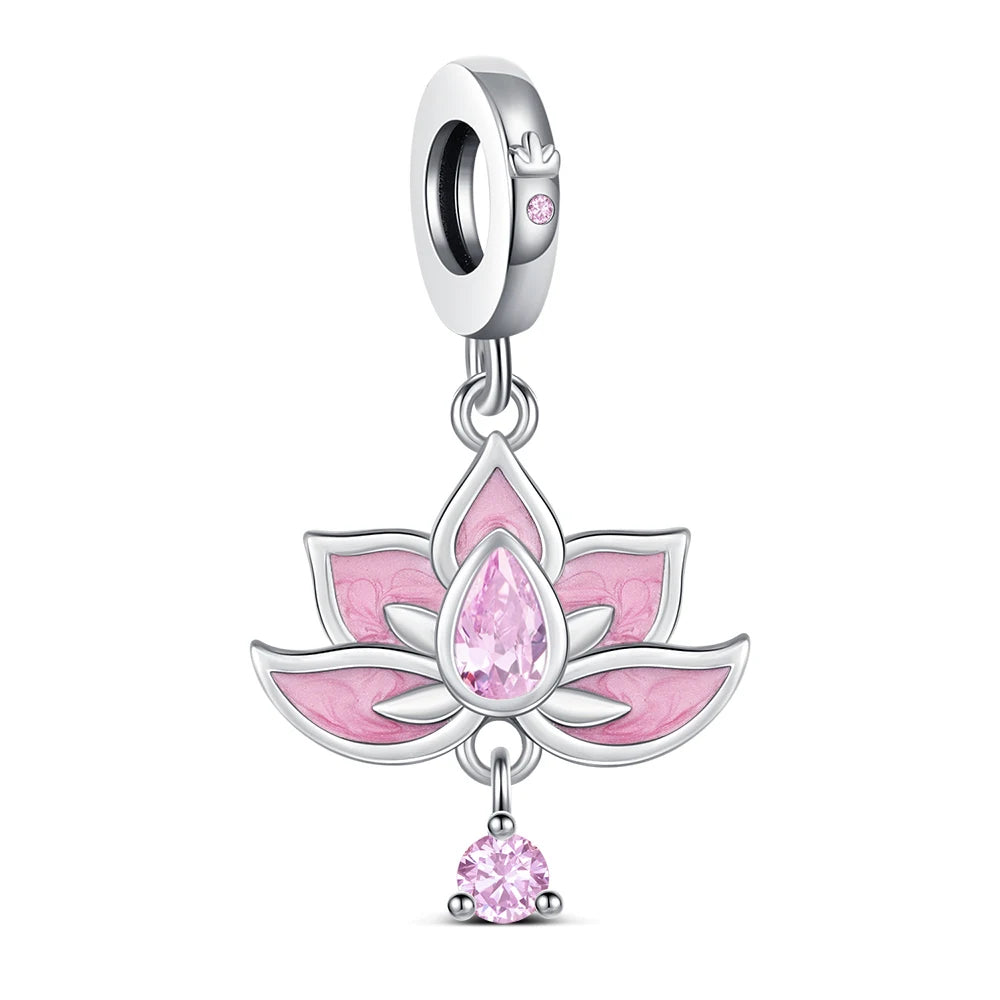 925 Sterling Silver Lotus Charm Bead | Fit Pandora Bracelet DIY Women’s Fashion Jewelry