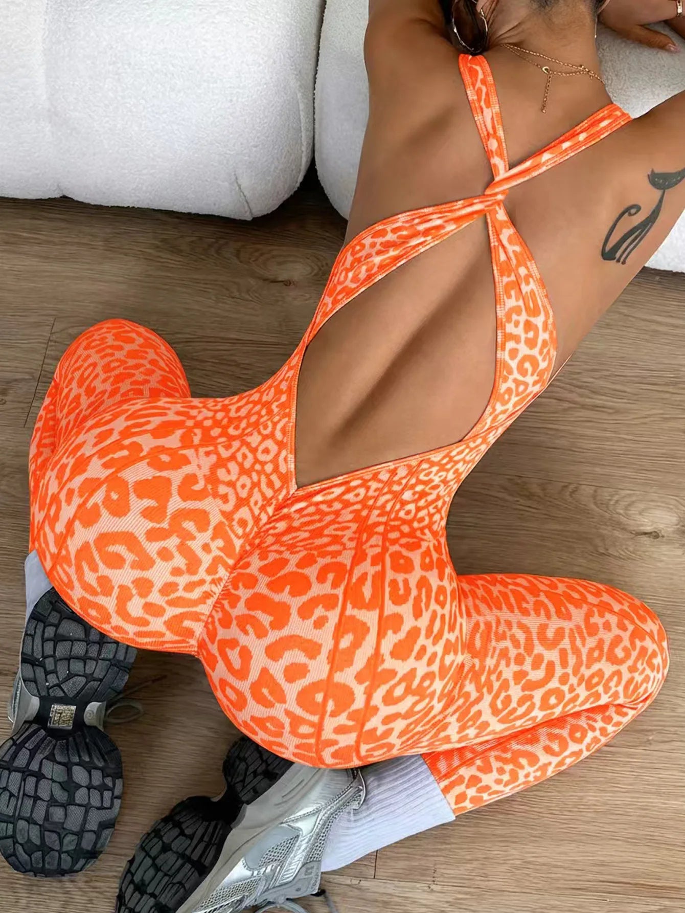 Women’s High Elasticity One-Piece Sports Yoga Suit – Cross Strap Backless Tight Fit 🧘‍♀️✨