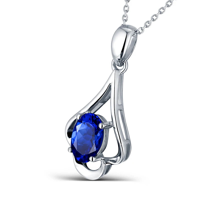 Retro 925 Sterling Silver Oval Ruby Pendant Necklace – Women’s Wedding & Party Jewelry