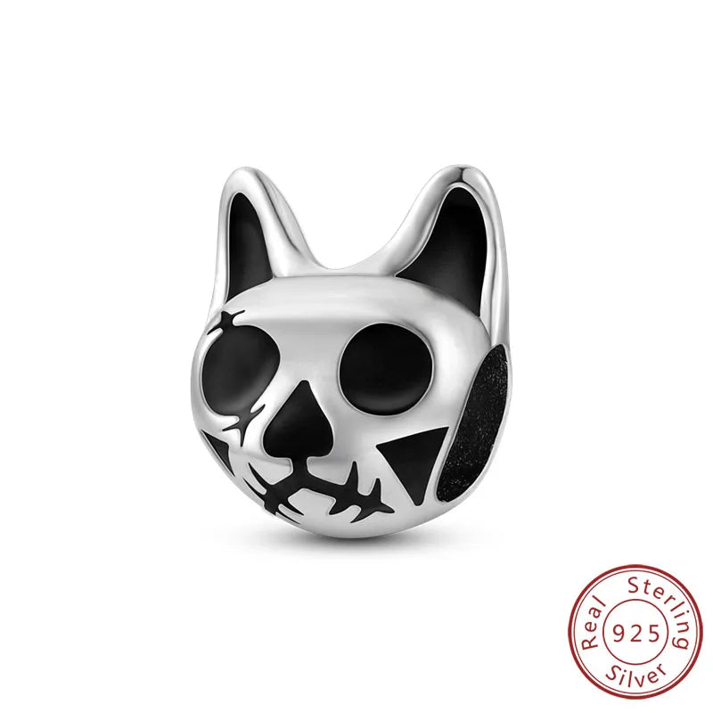 Halloween 925 Sterling Silver Charm Bead – Pumpkin, Witch, Skeleton, Mummy & Candy Pendant for DIY Original Bracele