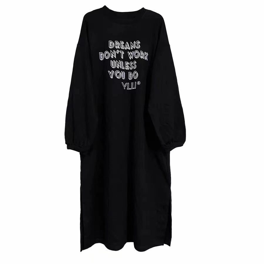 Lazy Person's Winter Sweatshirt Dress ❄️ Loose Casual Home & Outdoor Wear 👗 Personalized Letter Design 🌟