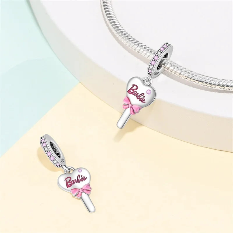 925 Silver Plated Magic Mirror Princess Angel Pink Charm Beads | Fits Original Pan 925 Bracelet | Exquisite DIY Jewelry