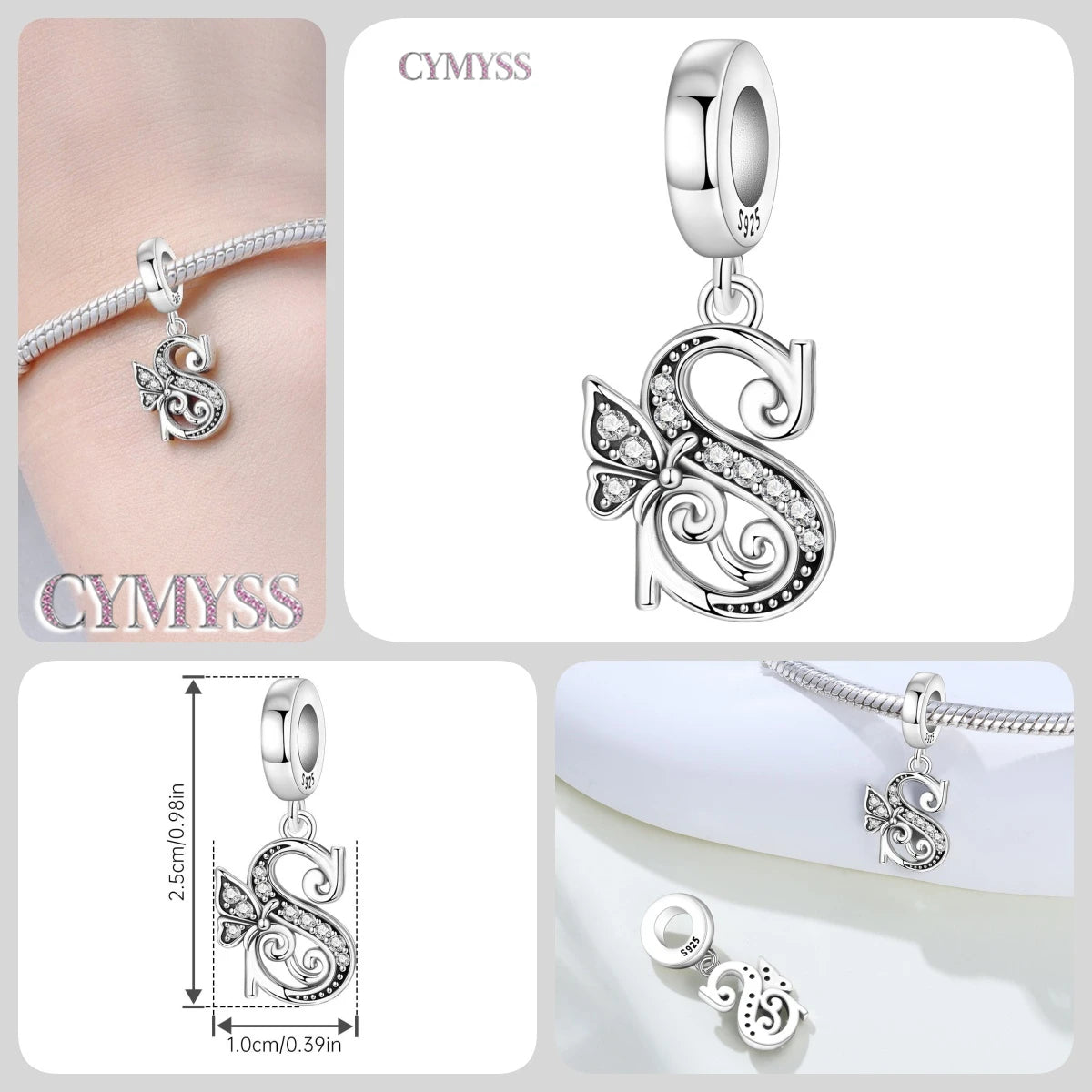 Original S925 Sterling Silver Butterfly & A-Z Letter Beads – DIY Bracelet & Necklace Jewelry