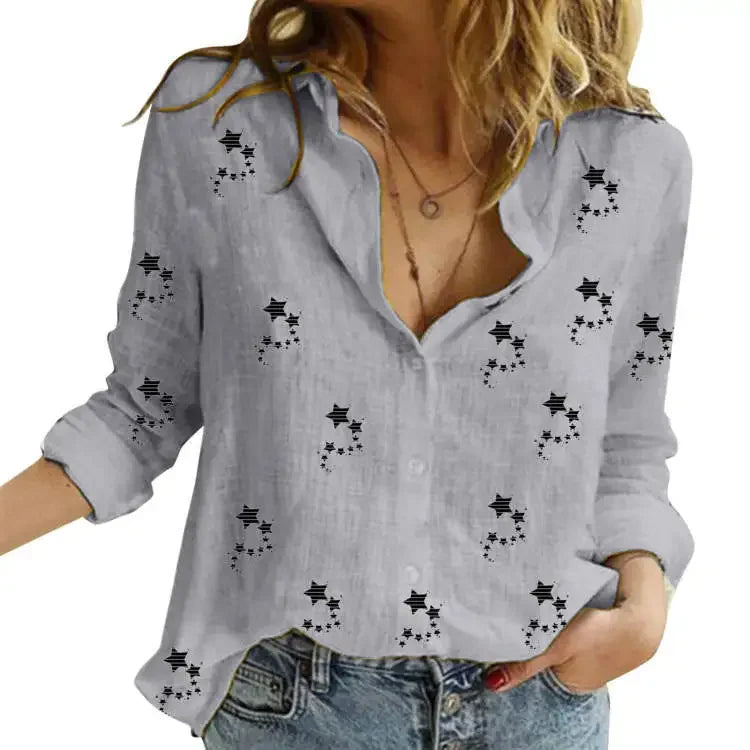 Vintage Cotton Linen Blouse – Long Sleeve Casual Shirt for Women Spring Autumn Top 🌿✨