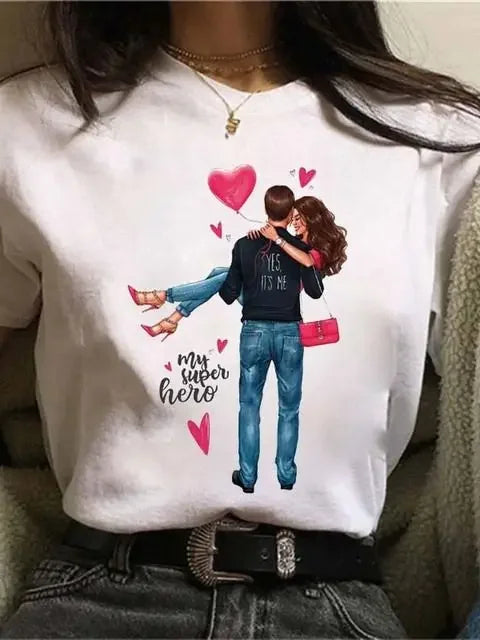 Maycaur Women's Graphic Printed T-Shirt | Korean Harajuku Short Sleeve Top | Fashion Casual Summer Tee