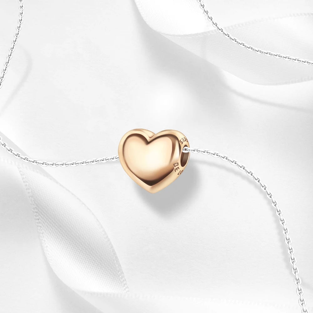 2025 New 925 Sterling Silver Colorful Shine Heart Charm Beads | Fit Snake Chain Bracelet & Necklace Women DIY Jewelry