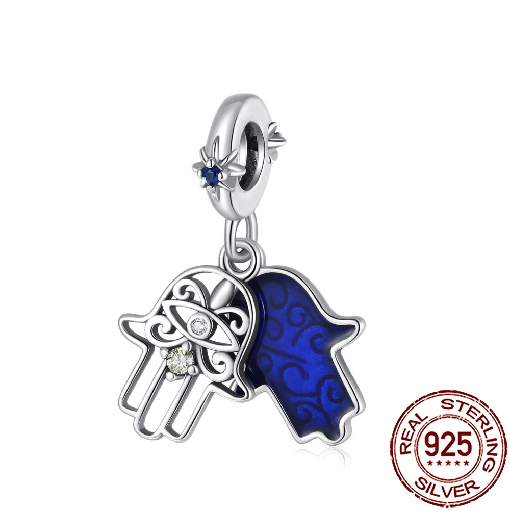 2025 New 925 Sterling Silver All-Seeing Eye Hamsa Hand Charm | Fits Pandora Bracelet & Women’s DIY Jewelry