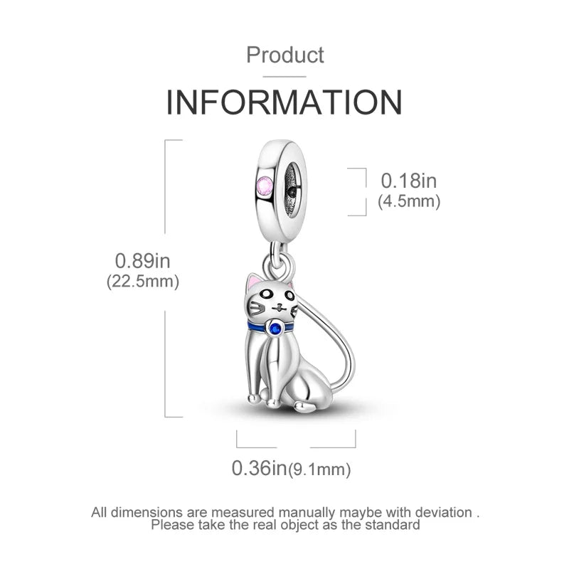 Cute Pet Kitten Puppy Sheep Charms | Fit 925 Original Pandora Bracelets | Colorful Zircon Beads DIY Jewelry Gift