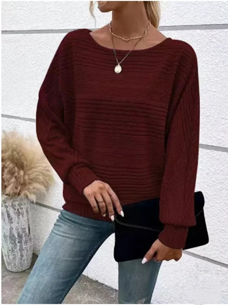 Women’s Solid Color Long Sleeve T-Shirt | Casual Round Neck Autumn Daily Top