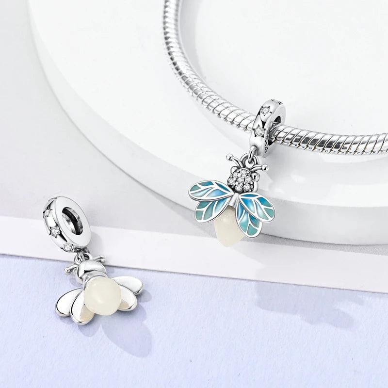 925 Sterling Silver Animal Charms – Dog, Cat, Firefly, Butterfly & Dragonfly Beads Fit Pandora Bracelet DIY Women’s Jewelry