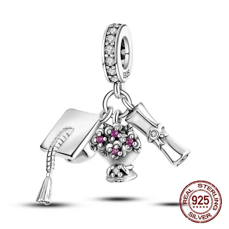 925 Sterling Silver Number & Puppy Family Beads Pendant | Fit 4mm Hole Bracelets