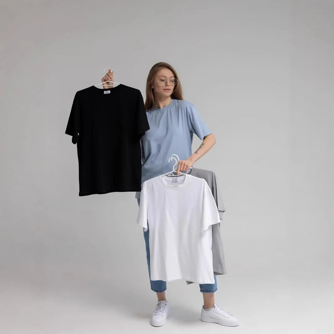 Botvotee 21 Colors Oversized Basic T-Shirts for Women | 100% Cotton Casual Summer Tops | Solid Color Loose Fit Tees