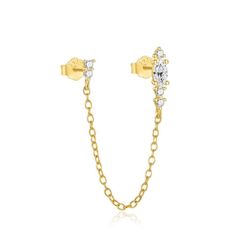 CANNER 925 Sterling Silver Horse Eye Tassel Zircon Drop Earrings – Minimalist Geometric Jewelry for Women