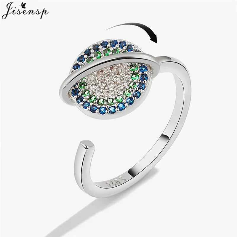 Luxury Fashion Fidget Spinner Ring | Crystal Planet & Butterfly Finger Ring for Women, Anti-Stress Jewelry