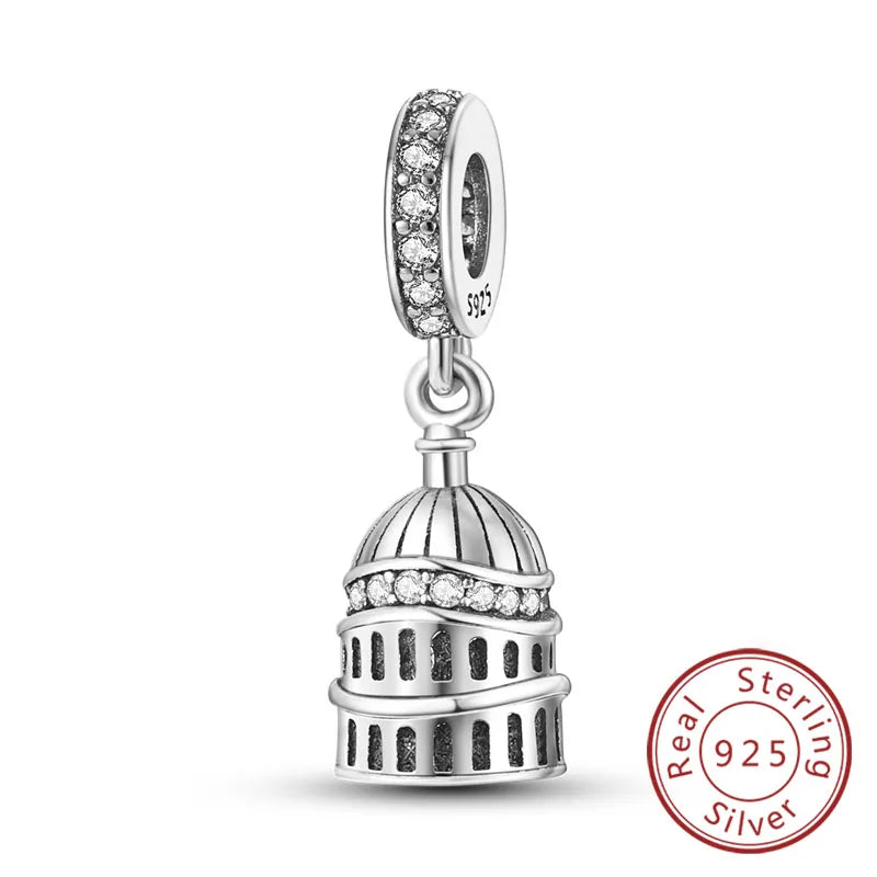 Original 925 Sterling Silver Paris Tower & Travel Charms – DIY Bracelet & Pendant Jewelry
