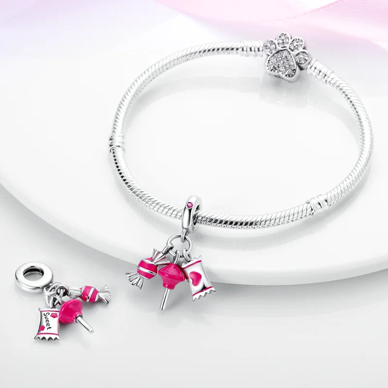 925 Silver Disney Christmas Charm Trio – Mickey Wreath & Minnie Ice Skating Bead for S925 Bracelet