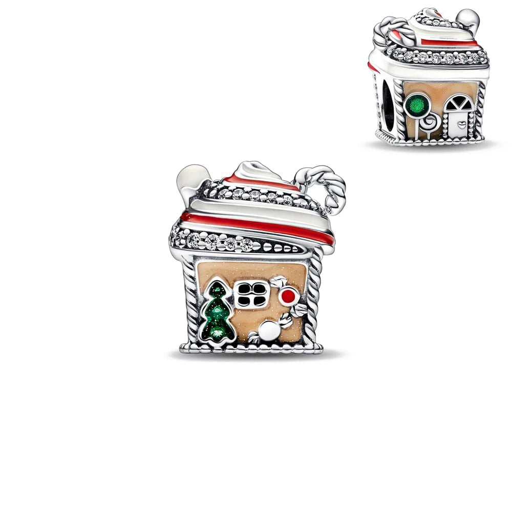 925 Sterling Silver Santa Claus Christmas Tree Elk Socks Charm | Fits Original Pandora Bracelet | DIY Lady Girl Jewelry