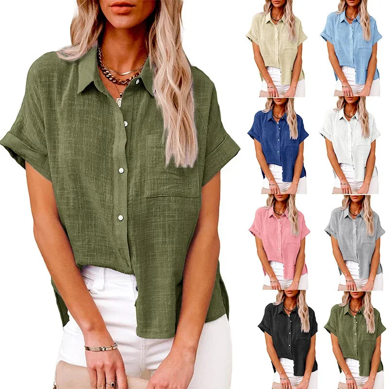 Women’s Short Sleeve Tee – Summer Loose Cotton & Linen Blouse Casual T-Shirt 🌞👚