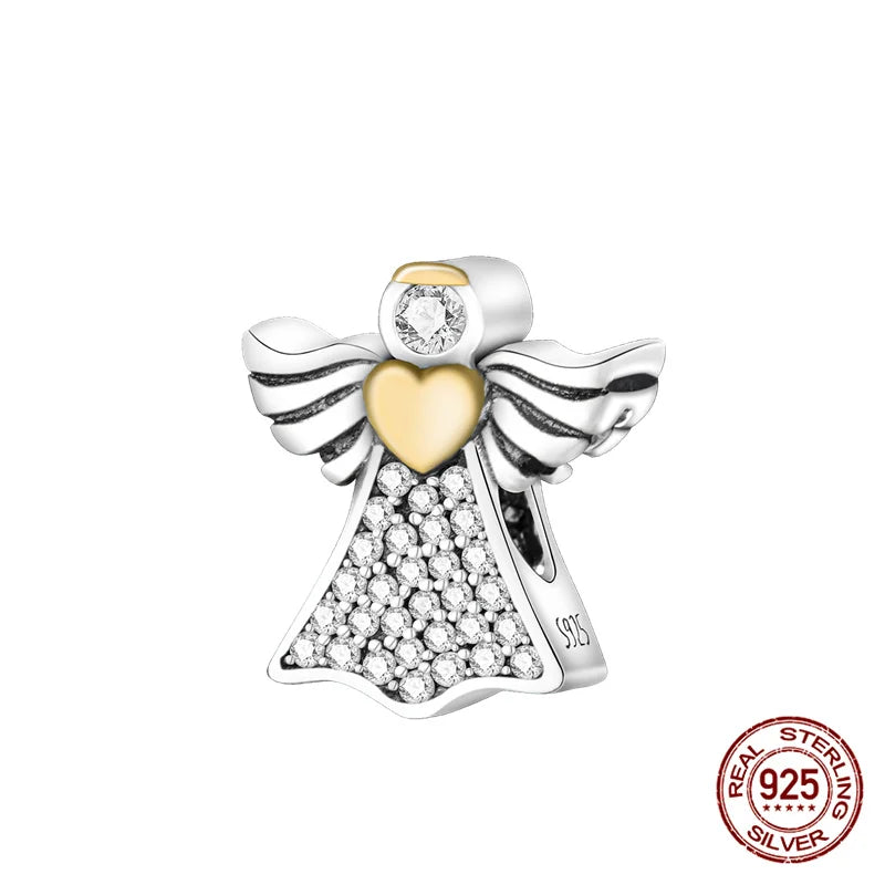 Hot Bible Cross Pink Zircon Charm – 925 Sterling Silver DIY Bracelet for Women