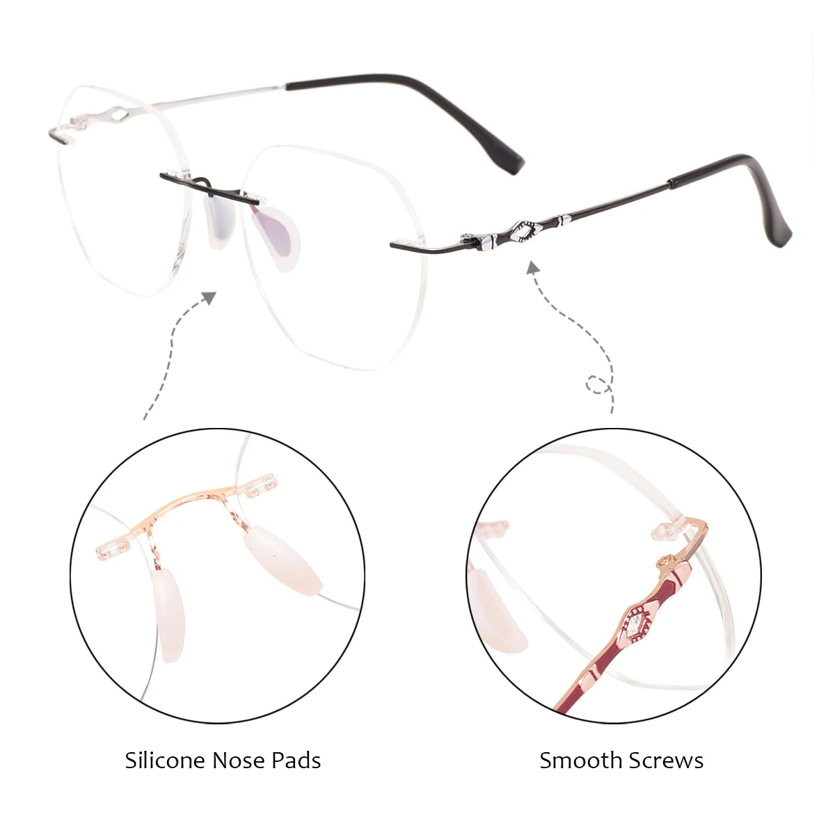 Hexagon Rimless Glasses Women & Men | Lightweight Geometric Optical Eyewear
