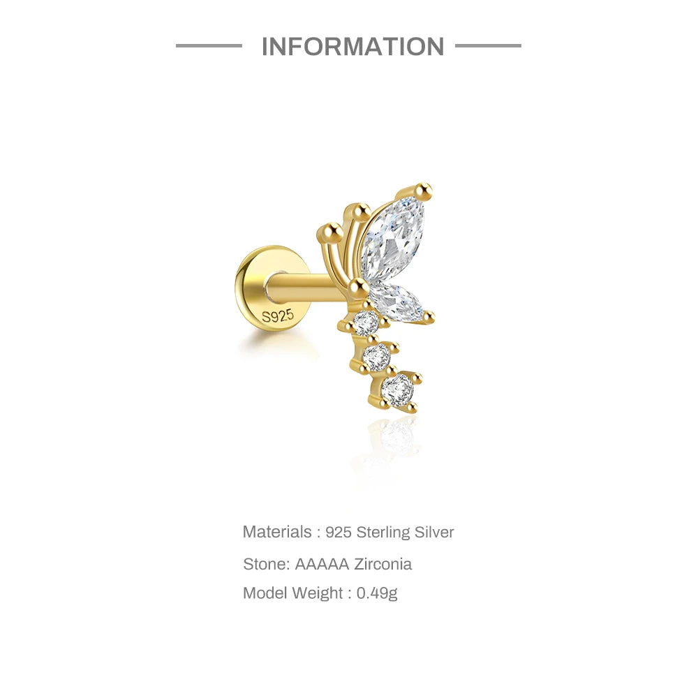 Aide 925 Sterling Silver Geometric Multi Piercing Stud Earrings for Women – K Gold Tassel Elegant Jewelry Gift