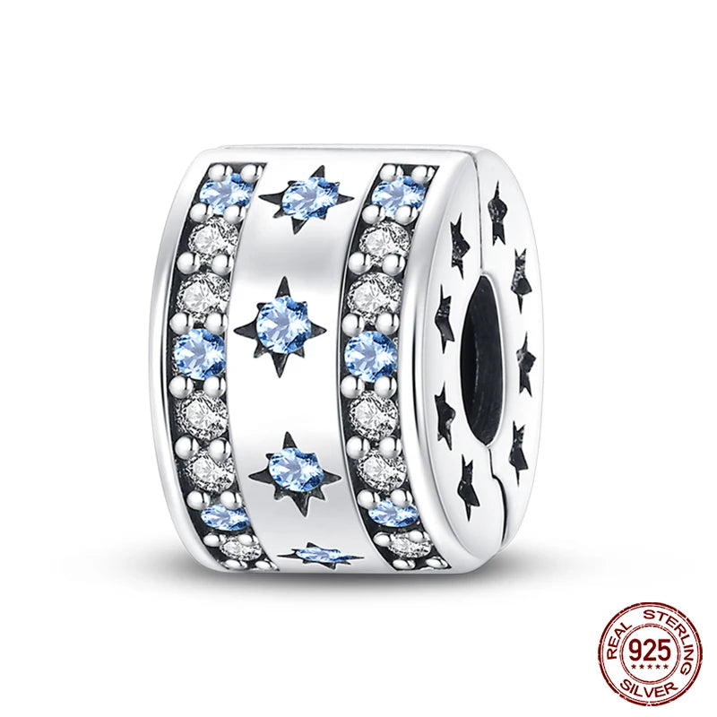 925 Sterling Silver Luminous Butterfly Star Moon Charm Bead | Round Clasp Bead for 3mm DIY Bracelet Jewelry Gift