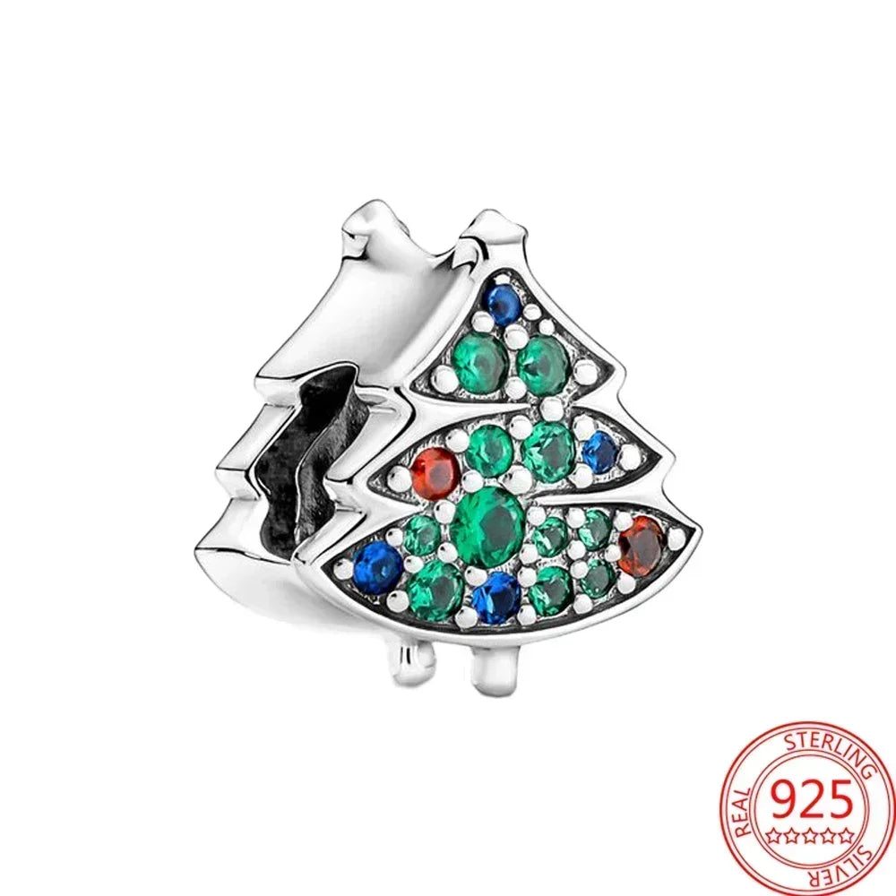 Christmas 925 Sterling Silver Charms | Santa Claus Reindeer Snowman Tree Beads Fit Original Bracelet