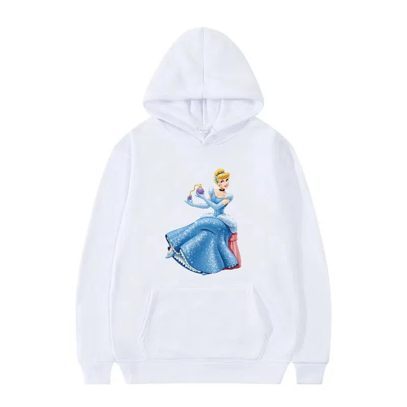 Disney Princess Graphic Hoodie | Y2K Sweet Style Long Sleeve Sweatshirt with Pockets for Women