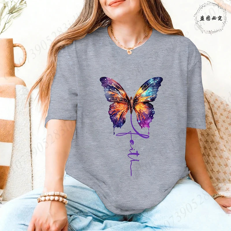 Women's Butterfly Flower Graphic T-Shirt – Aesthetic Short Sleeve Casual Summer Tee 2026 🦋🌸