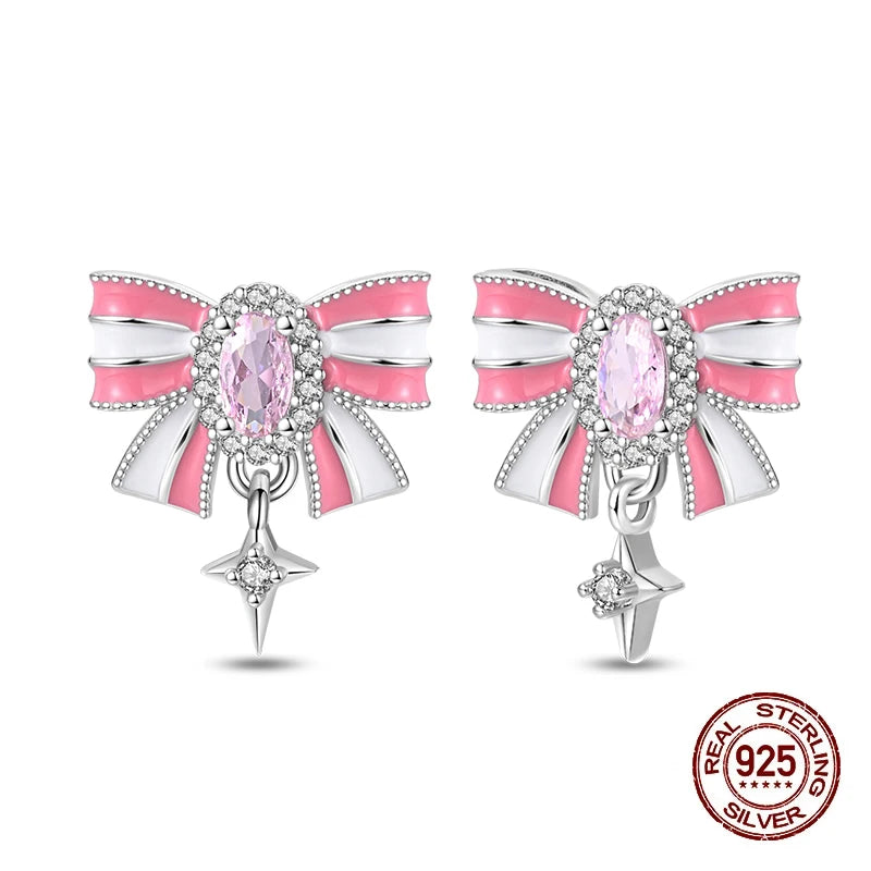 925 Sterling Silver Sweet Bow Heart Zircon Hoop Earrings | Women’s Shining Proluxy Fine Jewelry Gift for Engagement & Birthday