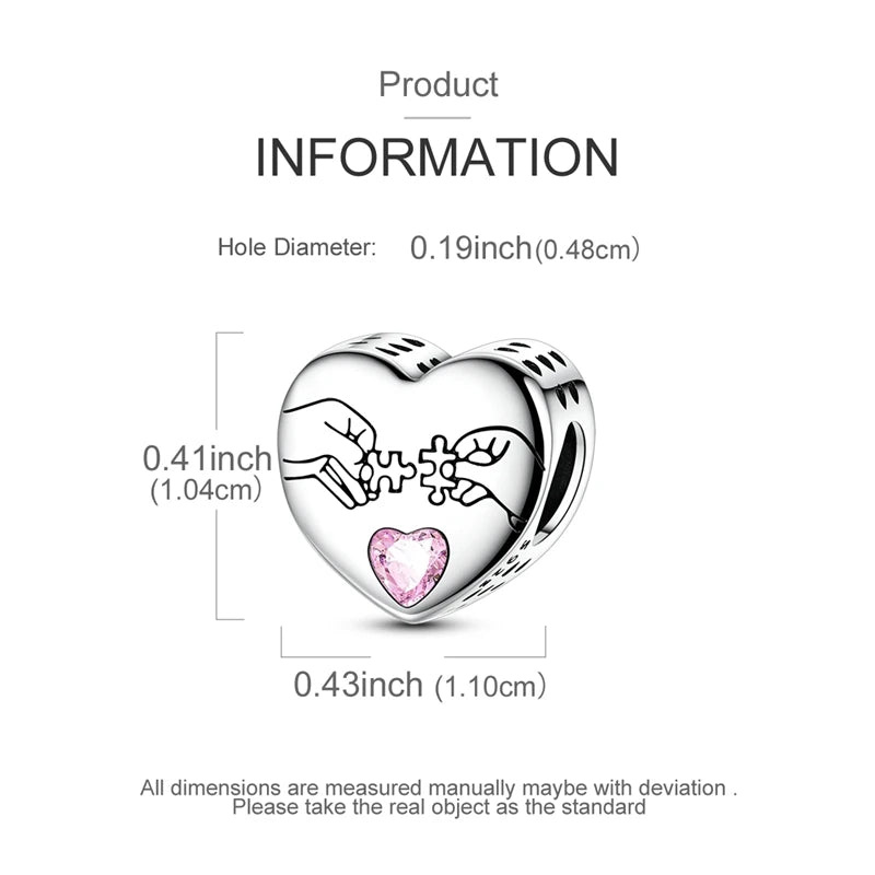 925 Sterling Silver Love Heart Zircon Pendant | Sparkling Beads Fit Original Bracelet & Necklace DIY Jewelry Gift for Women