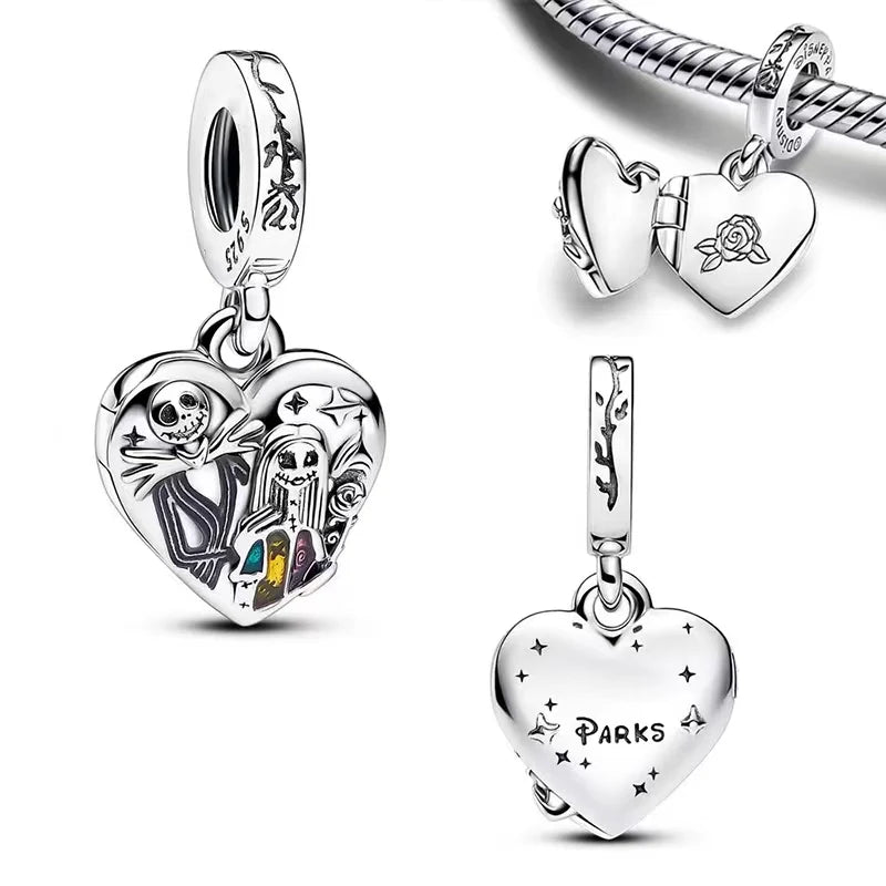New Halloween Disney Cheshire Cat & Stitch Charm Beads – Fit Original Pandora Bracelet & Necklace, Women’s Holiday Jewelry Gift