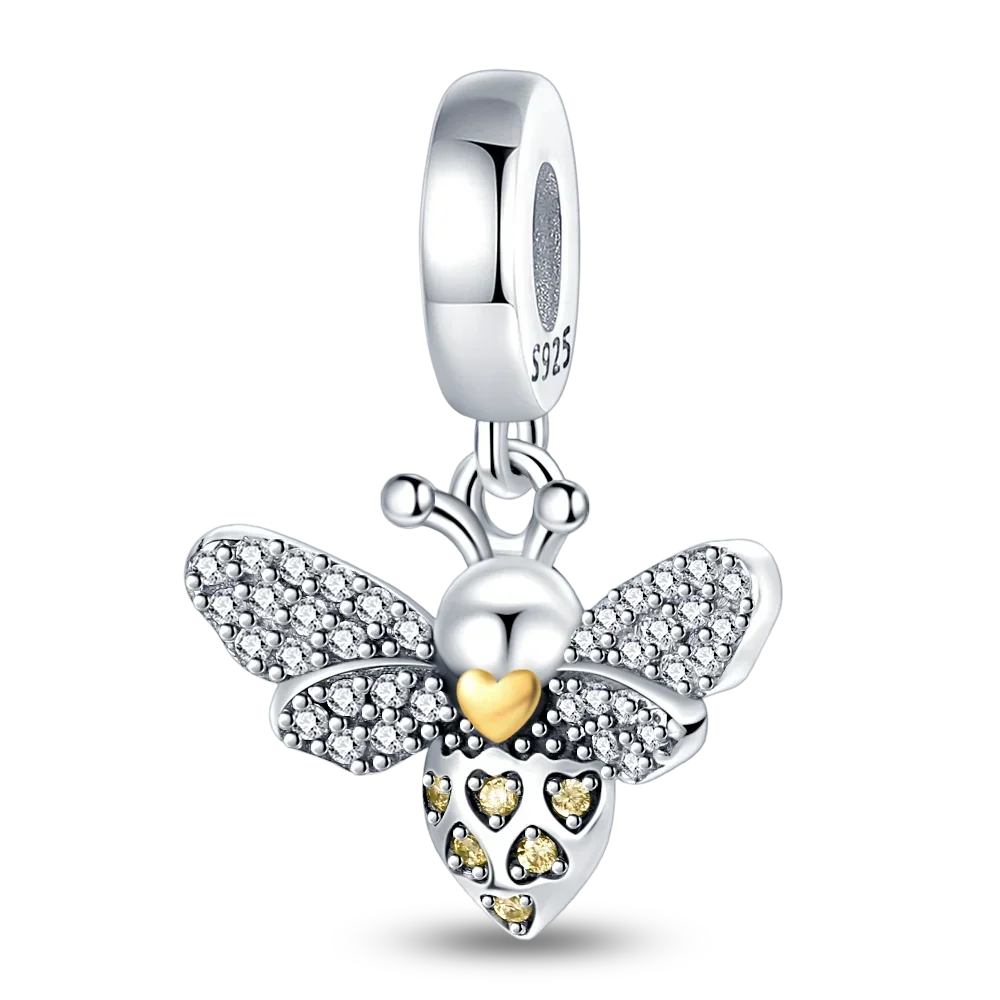 925 Sterling Silver Golden Heart Lock & Birthday Candle Charm | Fit Original Pandora Bracelet DIY Jewelry