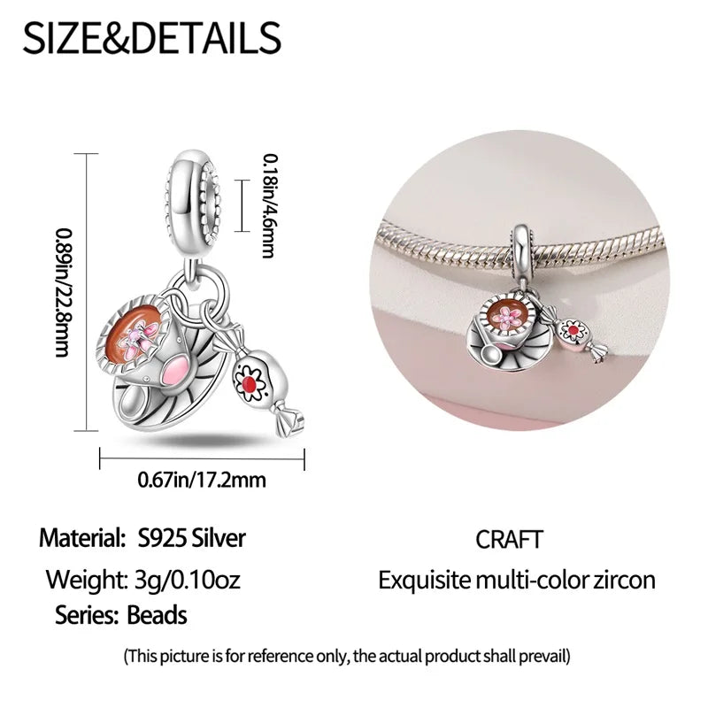 925 Sterling Silver Dessert Afternoon Tea Charm – Coffee, Cake, Pizza & Fries Beads Fit Original Pandora Bracelet DIY Jewelry