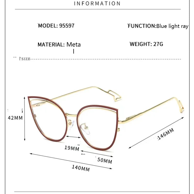 TANOXI Anti Blue Ray Reading Glasses for Women – Ins Metal Business Sunglasses for Men | Cat Eye Goggle UV400 Oculos Sol