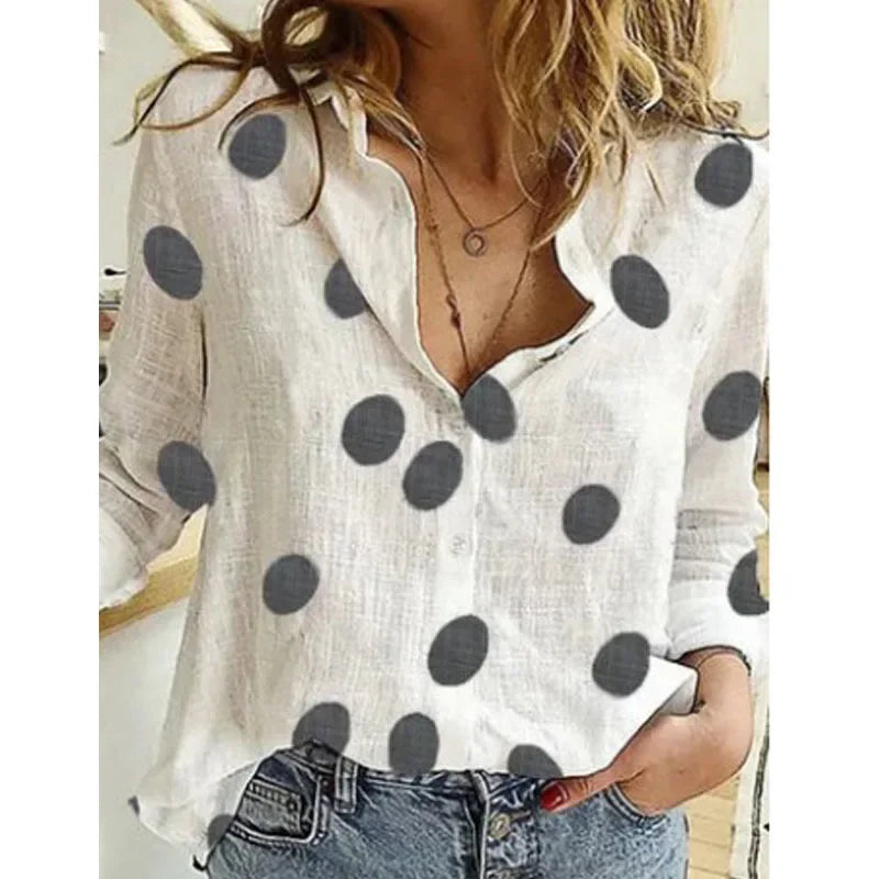 Vintage Cotton Linen Blouse – Long Sleeve Casual Shirt for Women Spring Autumn Top 🌿✨