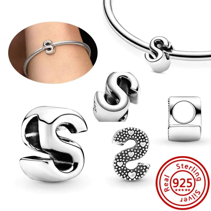 925 Sterling Silver A–Z Alphabet Letter Charms | Gold & Silver Beads for Women DIY Bracelet Jewelry
