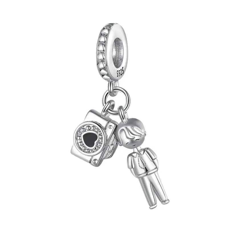 925 Sterling Silver Sweetheart Sister Charm | Fit Original Pandora & 3mm Bracelets DIY Jewelry Gift for Women