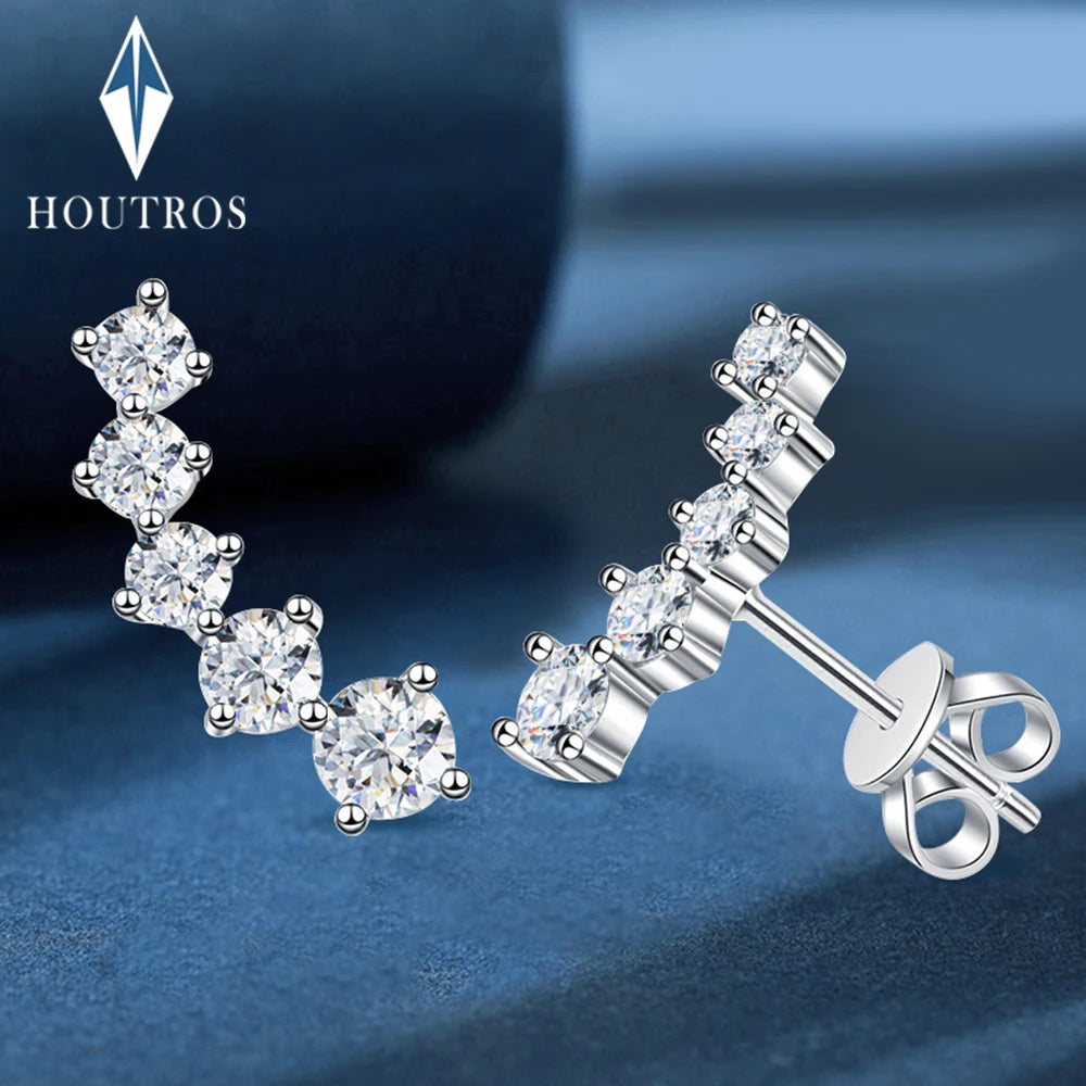 Real D Color Moissanite Diamond Earrings GRA Certified | 925 Sterling Silver Sparkling Studs for Women