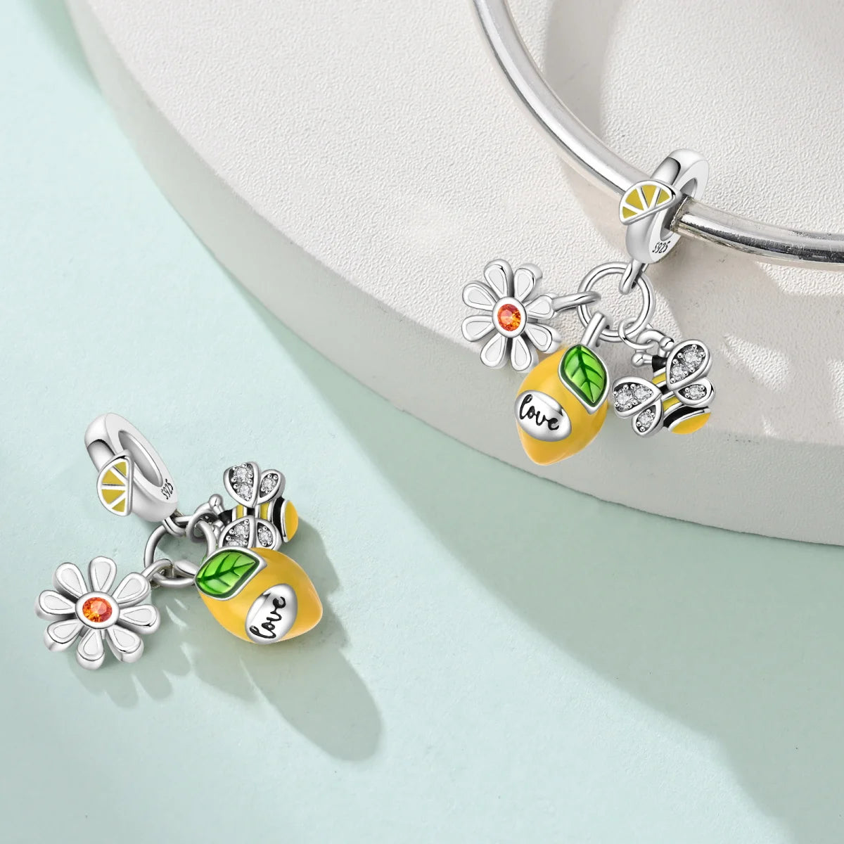 925 Sterling Silver Fruit Series Beads | Raspberry, Strawberry, Avocado & Lemon Dangle Charms for Bracelet