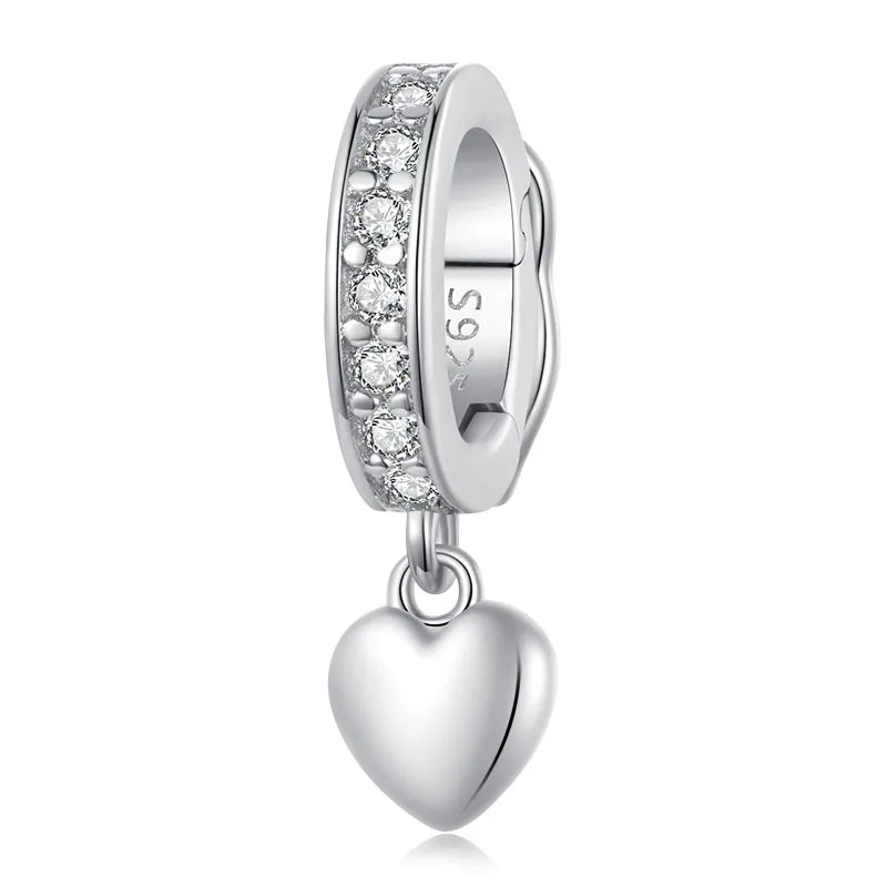 BISAER 925 Sterling Silver Clip Spacer Charm – Star & Cross Stopper Bead Fit Pandora Bracelet DIY Women’s Jewelry