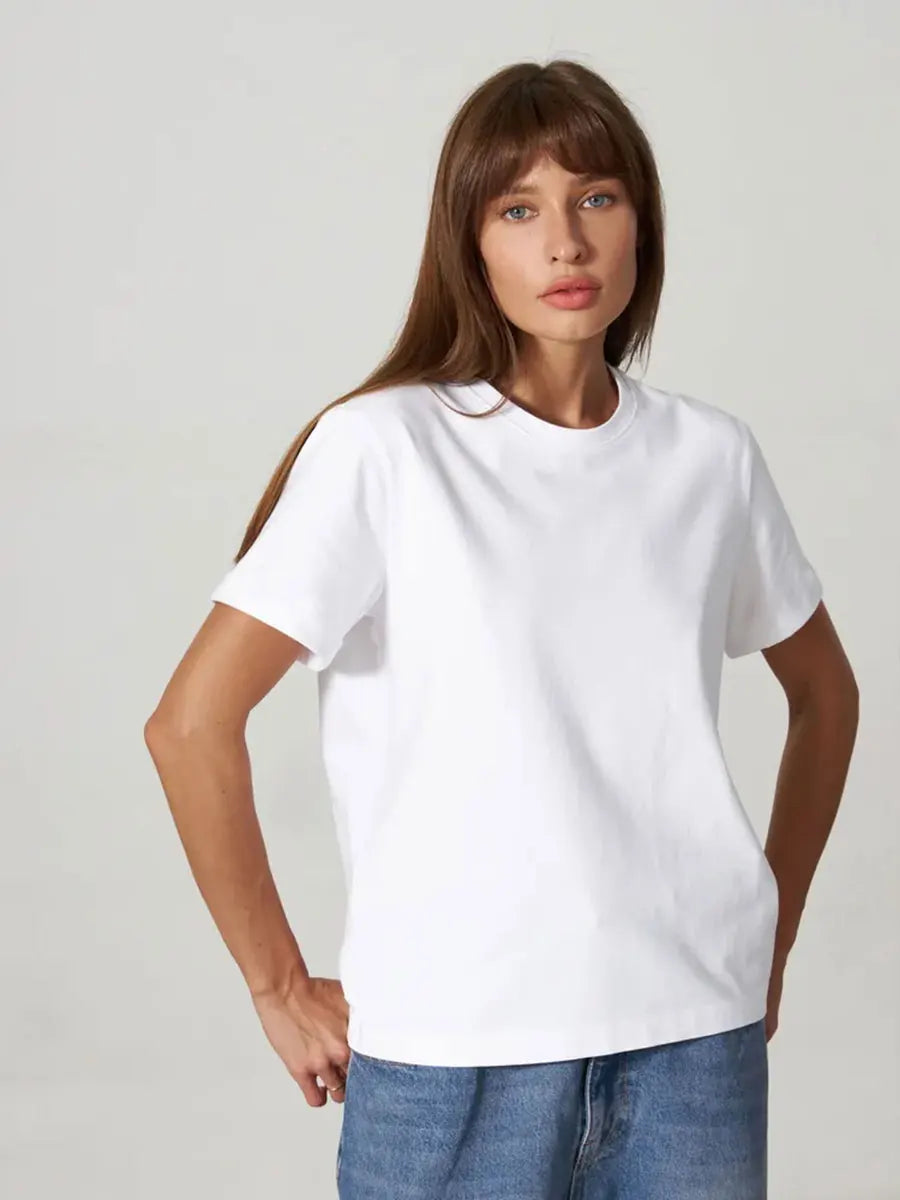 Bornladies Women’s Summer Cotton T-Shirt | Basic Solid Short Sleeve Loose Top | Fashionable Bottoming Shirt
