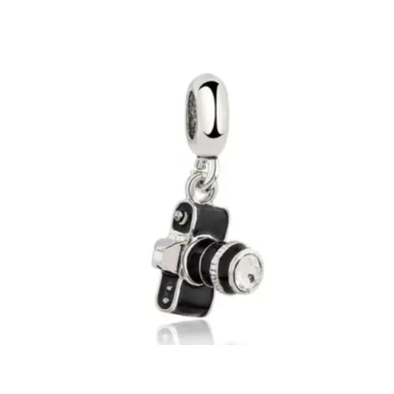 2024 925 Sterling Silver Black Camera Dangle Charm Bead – Fits Original Pandora Bracelets DIY Jewelry for Women